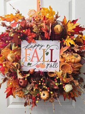Happy Fall Y'all Autumnal Bounty Wreath